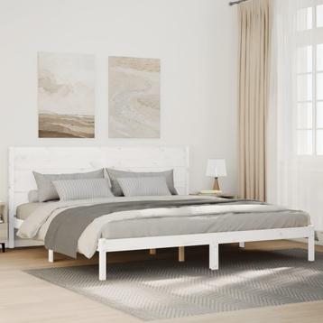 vidaXL Bedframe extra lang zonder matras massief hout wit beschikbaar voor biedingen