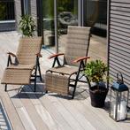 Wicker tuinstoel opklapbaar met aluminium frame en voetsteun, Tuin en Terras, Tuinsets en Loungesets, Nieuw, Verzenden