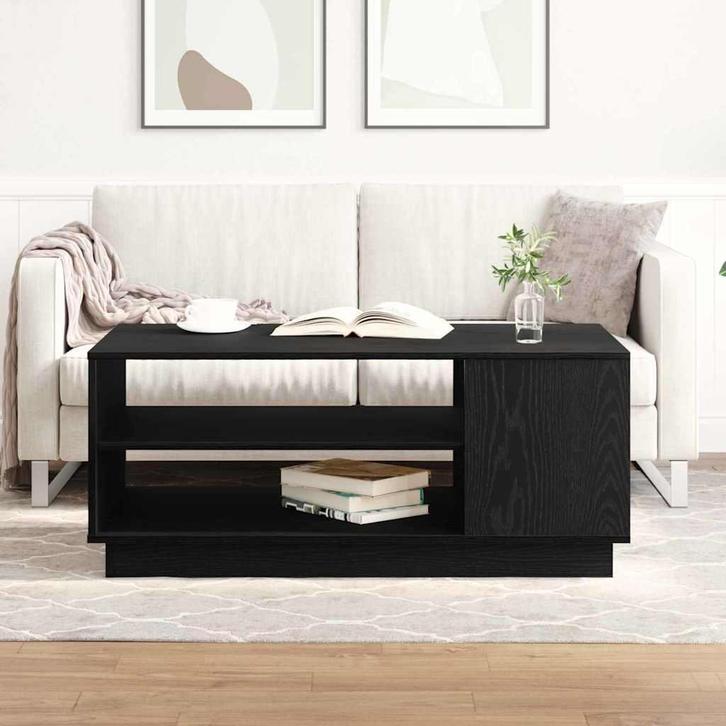 vidaXL Salontafel Zwart eiken 102 x 55 x 43 cm Bewerkt hout, Huis en Inrichting, Tafels | Salontafels, Nieuw, 50 tot 100 cm, Overige houtsoorten