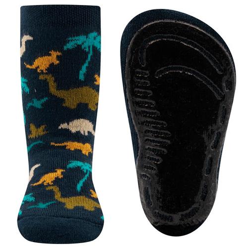 Antislipsok Ewers Donkerblauw met Dinosaurussen in Aqua en A, Kinderen en Baby's, Babykleding | Schoentjes en Sokjes, Jongetje