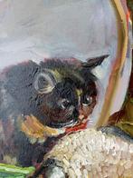 Lana Boliuckh - Nature morte avec un chat et un poisson, Antiek en Kunst, Kunst | Schilderijen | Klassiek
