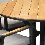 Quincy dining tuintafel aluminium 120xH75 cm rond teak blad, Tuin en Terras, Ophalen of Verzenden, Nieuw