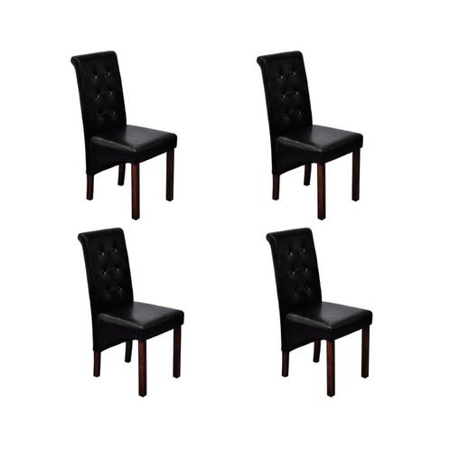 vidaXL Eetkamerstoelen 4 st kunstleer zwart, Huis en Inrichting, Stoelen, Zwart, Nieuw, Verzenden