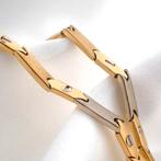 Bicolor gouden fantasie schakel ketting | 48 cm (witgoud), Sieraden, Tassen en Uiterlijk, Kettingen, Ophalen of Verzenden, Gebruikt