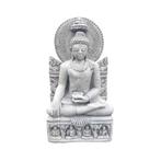 Boeddha op troon - stenen beeld - 95 cm - Thais - wit, Ophalen of Verzenden, Nieuw