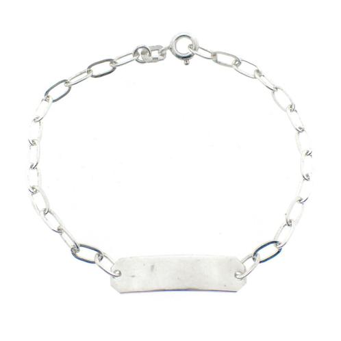 Zilveren anker-ovaal armband met graveerplaatje | 17 cm, Sieraden, Tassen en Uiterlijk, Armbanden, Zilver, Gebruikt, Zilver, Verzenden
