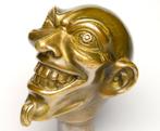 Staf - Brons - Duivels wandelstok hoofd, Antiek en Kunst, Curiosa en Brocante