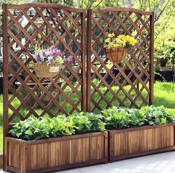 Houten verhoogd tuinbed met latwerk voor groenten buiten/bin, Tuin en Terras, Bloembakken en Plantenbakken, Nieuw, Verzenden