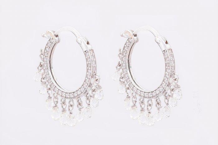 Cocktail oorbellen - 18 karaat Geel goud, Gepolijst rhodium, Sieraden, Tassen en Uiterlijk, Antieke sieraden