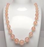 Quartz - Roze rozenkwarts met zilveren sluiting -