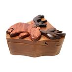 Sieradendoosje - Met hertenkop - Hout, Antiek en Kunst