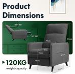 Fauteuil met armleuning - Relaxfauteuil - Relaxstoel - Grijs, Verzenden, Zo goed als nieuw
