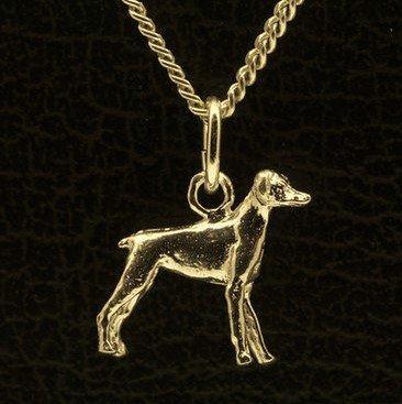Gouden Dwergpincher oren ongecoupeerd ketting hanger - klein, Sieraden, Tassen en Uiterlijk, Kettinghangers, Verzenden