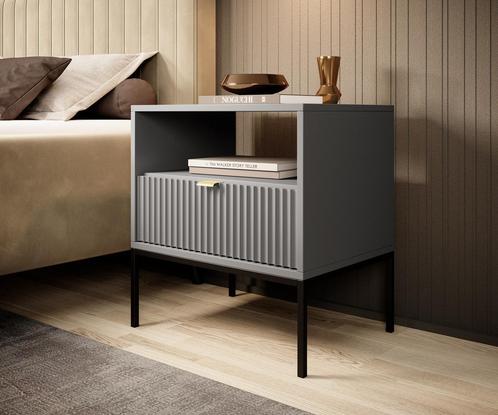 Nachtkastje Navil grijs goud hotelchique slaapkamer kast, Huis en Inrichting, Slaapkamer | Nachtkastjes, Nieuw, Verzenden