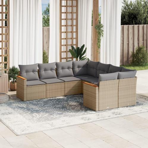 vidaXL 8-delige Loungeset met kussens poly rattan beige, Tuin en Terras, Tuinsets en Loungesets, Loungeset, Nieuw, Rotan, Verzenden