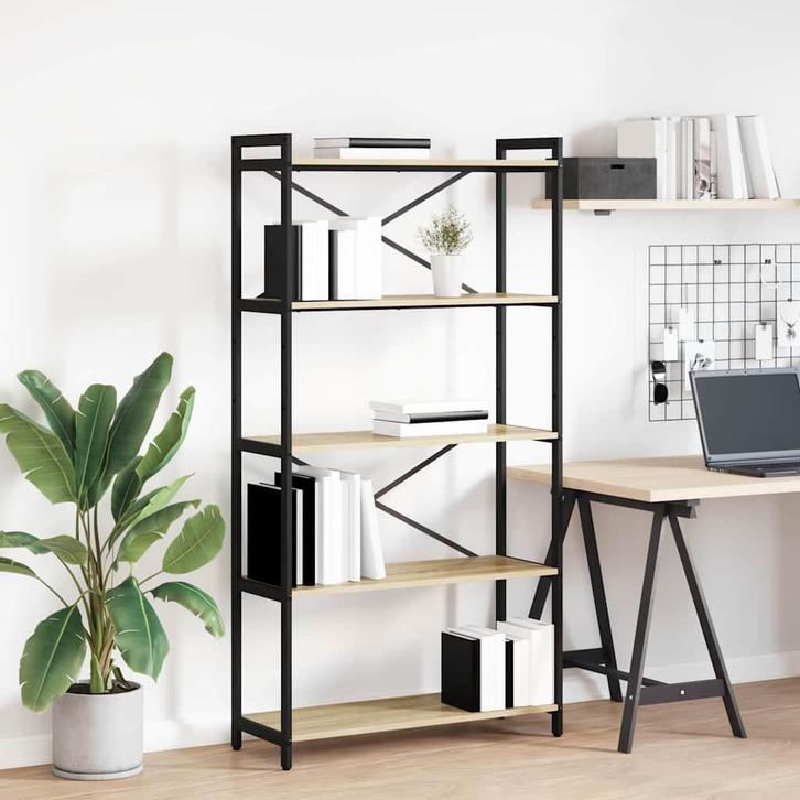 vidaXL Boekenkast Sonoma eiken 80 x 30 x 153 cm Bewerkt hout, Huis en Inrichting, Kasten | Boekenkasten, Nieuw, Minder dan 50 cm
