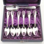 6 identieke Antieke (1916) theelepels + Suikerschep in, Antiek en Kunst