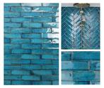 Wandtegels blauw handvorm tegels blauw 7,5x30 tegels blauw, Nieuw, Wandtegels, Keramiek, 20 tot 40 cm