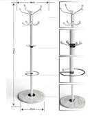 Kapstok Wit met marmeren voet 173cm (Meubelen, Interieur), Huis en Inrichting, Complete inboedels, Verzenden