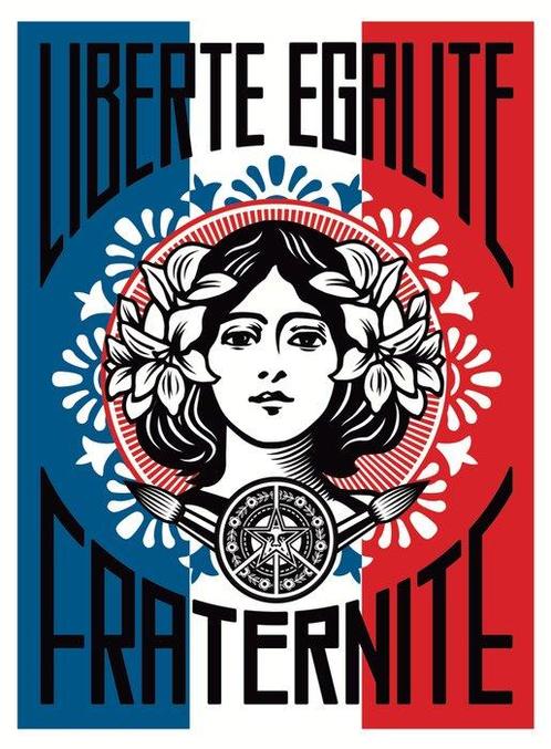 Shepard Fairey (OBEY) - OBEY Liberté Egalité Fraternité &, Antiek en Kunst, Kunst | Tekeningen en Foto's