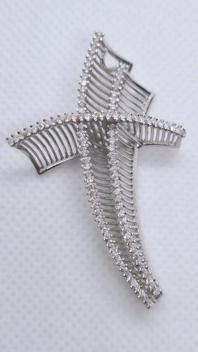 Kruishanger - 18 karaat Witgoud Diamant (Natuurlijk), Sieraden, Tassen en Uiterlijk, Antieke sieraden