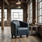 Leren fauteuil Press Special - Granada Blue (blauw) - Poten, Nieuw, Ophalen of Verzenden, Eigentijds, Klassiek, Retro, Romantisch, Vintage