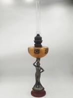 Lamp - Hout, Tin, Glas, Messing - kerosinelamp