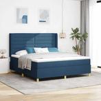 vidaXL Boxspringbed met matras met hoofdeinde Blauw 180 x, Verzenden, Nieuw, Blauw, Stof