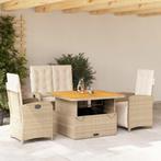vidaXL 4-delige Tuinset met kussens poly rattan beige, 4 zitplaatsen, Nieuw, Tuinset, Verzenden