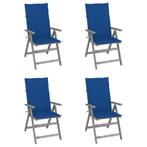 vidaXL Tuinstoelen 4 st verstelbaar met kussens massief, Tuin en Terras, Tuinstoelen, Verzenden, Nieuw, Hout