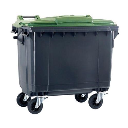 Afvalcontainer 660 liter grijs met groen deksel, Huis en Inrichting, Woonaccessoires | Prullenbakken, Ophalen of Verzenden