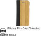 iPhone 4 / 4S Flip case – Bamboo en Leer, Verzenden, Nieuw