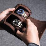 Timezone - Leren Watchroll voor 2 Horloge - Horloge Reisetui, Verzenden