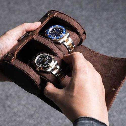 Timezone - Leren Watchroll voor 2 Horloge - Horloge Reisetui, Sieraden, Tassen en Uiterlijk, Horloges | Antiek, Verzenden