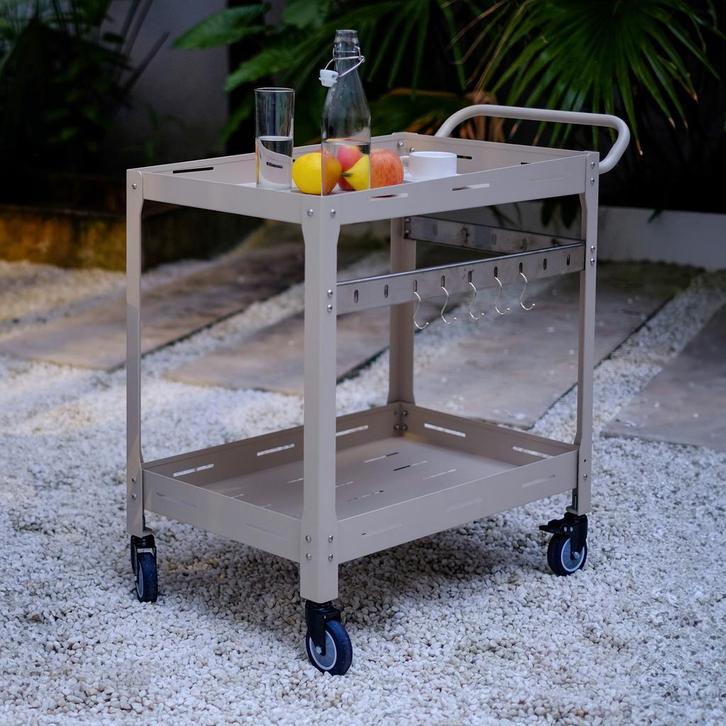 Serveerwagen Bard metalen outdoor trolley champagne casa.pro, Huis en Inrichting, Keuken | Keukenbenodigdheden, Verzenden