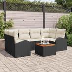 vidaXL Tuin Sofa Set 7 pcs Zwart Poly riet, Verzenden, Nieuw, Rotan