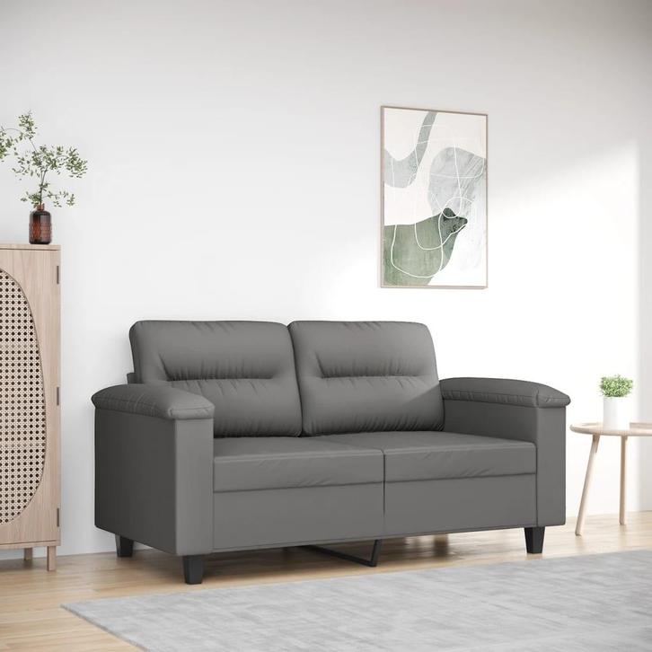 vidaXL Tweezitsbank 120 cm microvezelstof donkergrijs, Huis en Inrichting, Banken | Bankstellen, Nieuw, 150 tot 200 cm, Stof, Tweepersoons