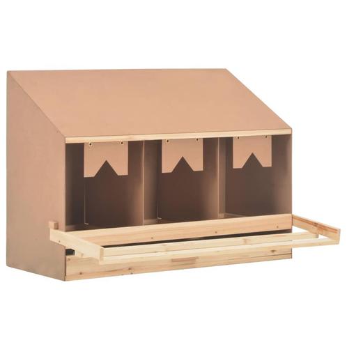 vidaXL Kippenlegkast 3 compartimenten 93x40x65 cm massief, Zakelijke goederen, Agrarisch | Veevoer, Verzenden