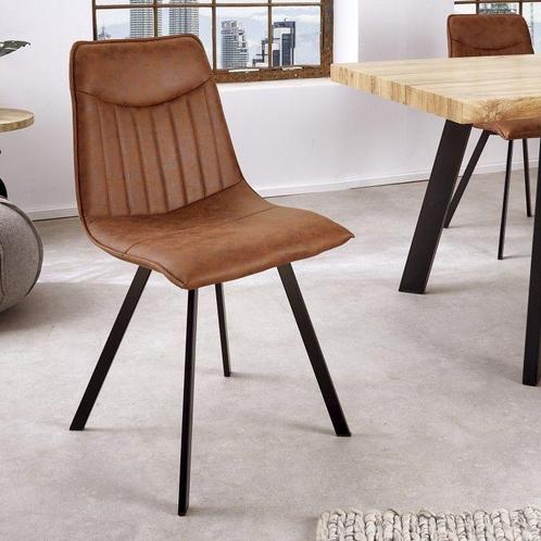Design stoel ASTON vintage bruin met decoratieve quilting, Huis en Inrichting, Stoelen, Ophalen of Verzenden