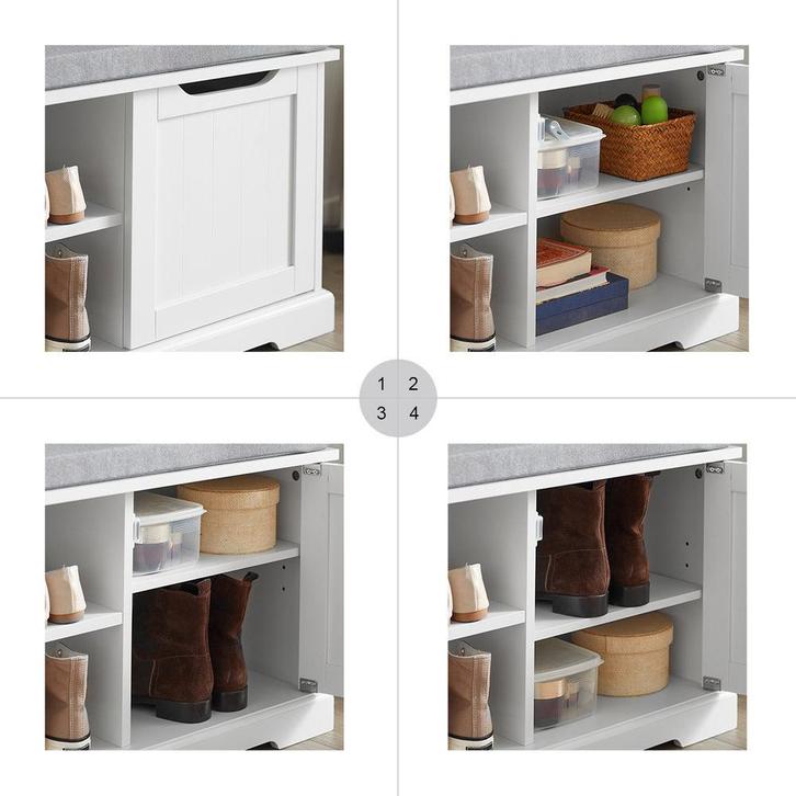 2dekans | SoBuy Opbergbank - Wit - Hout - 80x30x45cm, Huis en Inrichting, Kasten | Schoenenkasten, Zo goed als nieuw, Ophalen of Verzenden