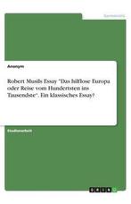 9783346285577 Robert Musils Essay Das hilflose Europa ode..., Verzenden, Nieuw, Anonym