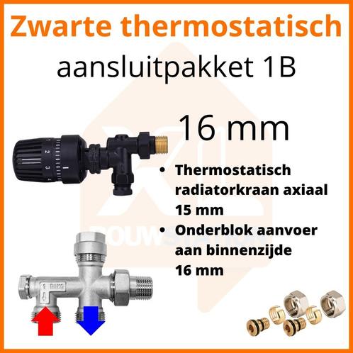 Eco 4 Zwarte thermostatisch M30 aansluitpakket 1B t.b.v. 16, Doe-het-zelf en Verbouw, Verwarming en Radiatoren, Radiator, Nieuw