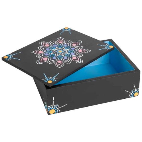 Tarot- of Sieradendoos Zwart Mandala Indonesië 20x15x7 cm, Sieraden, Tassen en Uiterlijk, Edelstenen, Nieuw, Verzenden