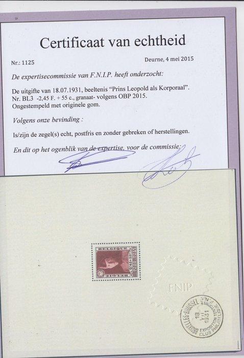 België 1931 - Blok Korporaal - BL 3 ( correcte afmetingen), Postzegels en Munten, Postzegels | Europa | België