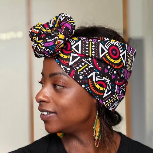Afrikaanse Geel / paarse Tribal print hoofddoek - Mud cloth, Kleding | Dames, Hoeden en Petten, Nieuw, Ophalen of Verzenden