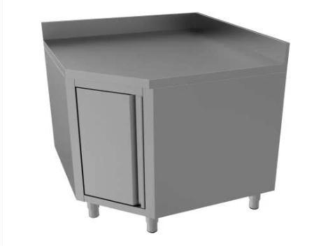 RVS Hoekwerktafel, werktafel met een deur en een schap, B100, Zakelijke goederen, Kantoor en Winkelinrichting | Winkel en Inventaris