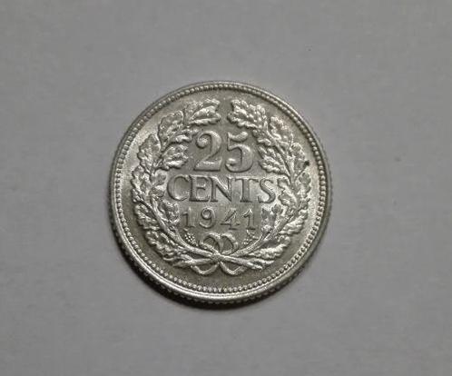 Nederlandse zilveren 25 cent Wilhelmina (diverse jaartallen), Postzegels en Munten, Munten | Nederland, Losse munt, 25 cent, Koningin Wilhelmina
