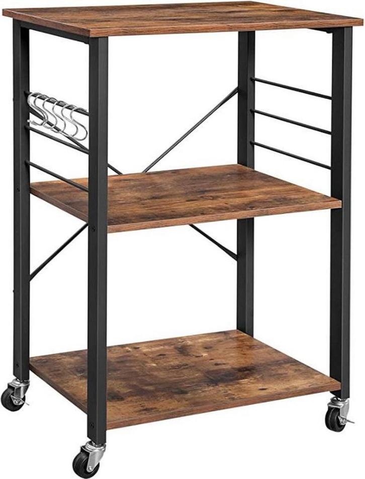 Serveerwagen -Design - 3-laags - Zwart, Huis en Inrichting, Keuken | Keukenbenodigdheden, Nieuw, Ophalen of Verzenden