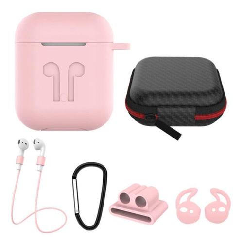 6 in 1 Kit voor AirPods 1 / 2 Roze - Hoesje / Anti-Lost, Telecommunicatie, Mobiele telefoons | Hoesjes en Frontjes | Overige merken
