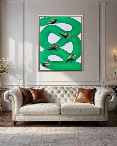 Juli Lampe - Swimmind Lovers. Balancing Act., Antiek en Kunst, Kunst | Schilderijen | Modern